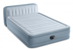 Двуспальная надувная кровать Plush Headboard Airbed Intex 64450ND, встроенный электрический насос 220В